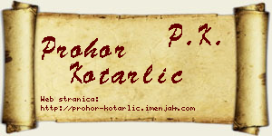 Prohor Kotarlić vizit kartica